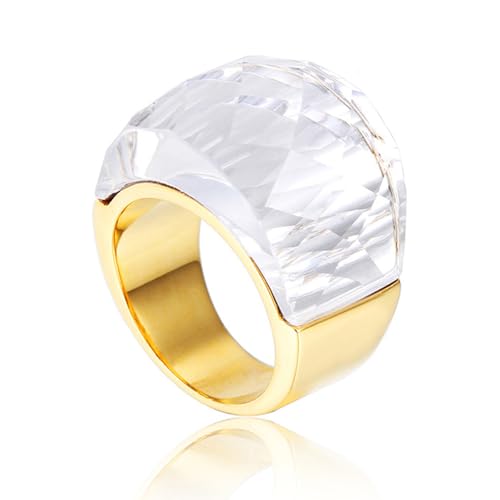 SNHHNSW Kristallglas Edelstahlband Ring Mode übertriebene Kubikzirkonia -Ringe Frauen atemberaubende große Statement -Strassbänder Cocktail Party Ring für Damengeburtstag SNHHNSW Kristallglas Edelstahlband Ring Mode übertriebene Kubikzirkonia -Ringe Frauen atemberaubende große Statement -Strassbänder Cocktail Party Ring für Damengeburtstag von SNHHNSW