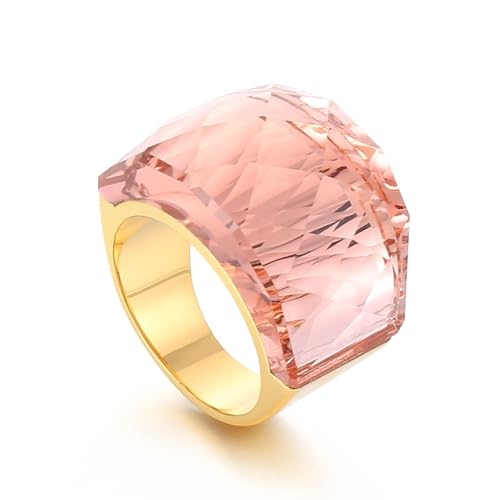 SNHHNSW Kristallglas Edelstahlband Ring Mode übertriebene Kubikzirkonia -Ringe Frauen atemberaubende große Statement -Strassbänder Cocktail Party Ring für Damengeburtstag von SNHHNSW
