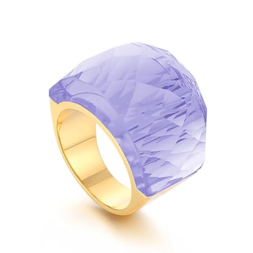 SNHHNSW Kristallglas Edelstahlband Ring Mode übertriebene Kubikzirkonia -Ringe Frauen atemberaubende große Statement -Strassbänder Cocktail Party Ring für Damengeburtstag von SNHHNSW