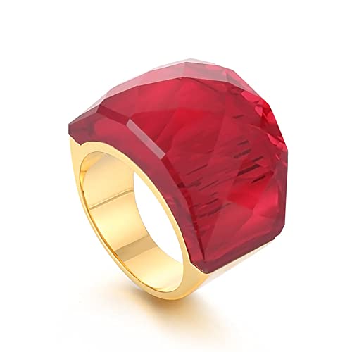 SNHHNSW Kristallglas Edelstahlband Ring Mode übertriebene Kubikzirkonia -Ringe Frauen atemberaubende große Statement -Strassbänder Cocktail Party Ring für Damengeburtstag von SNHHNSW