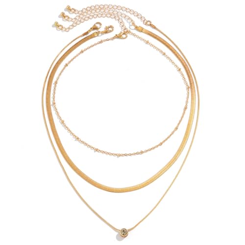 SNHHNSW Layered Halsketten Stapel für Frauen, klobige Halskette Fischgrammpapierklammer Kette Halskette Anhänger zierter kubanischer Kettenkettenschaltverschluss Schmuckgeschenke von SNHHNSW