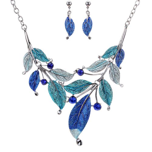 SNHHNSW Multicolor -Blatt -Zweig -Ohrringe Chunky Lätzchen Halskette Schmuck Set Frauen Hochzeitsfeier von SNHHNSW