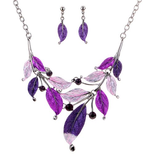 SNHHNSW Multicolor -Blatt -Zweig -Ohrringe Chunky Lätzchen Halskette Schmuck Set Frauen Hochzeitsfeier von SNHHNSW