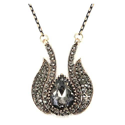 SNHHNSW Necklace Unique Gray Crystal Pendant Necklace For Women Antique Color Party Accessories Luxury Gifts,Necklace Household von SNHHNSW