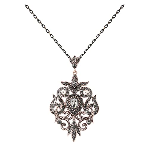 SNHHNSW Necklace Unique Gray Crystal Pendant Necklace For Women Antique Color Party Accessories Luxury Gifts,Necklace Household von SNHHNSW