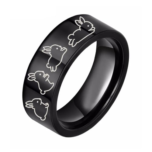 SNHHNSW Nette Kaninchenband Ring für Frauen Männer versprechen Verlobung Eheringe für Paare Hasen Tier lustige Edelstahl Polished Comfort Fit Ostern Weihnachten Freundschaft Abschlussgeschenk von SNHHNSW