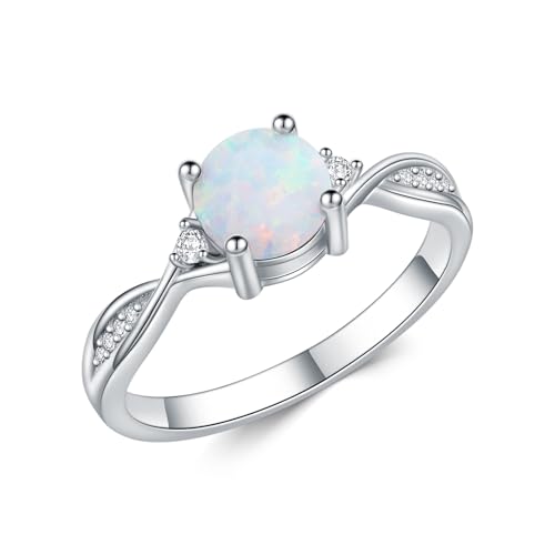 SNHHNSW Opale Ring für Frauen 1 runde Form Opal-Verlobungsring mit Moissanit Versprechen Ring Valentinstag Geschenke für sie, Ringgrößen 4-12 SNHHNSW Opale Ring für Frauen 1 runde Form Opal-Verlobungsring mit Moissanit Versprechen Ring Valentinstag Geschenke für sie, Ringgrößen 4-12 von SNHHNSW