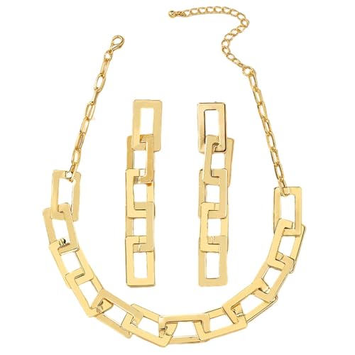 SNHHNSW Persönlichkeitskettenformform Drop Ohrringe Halskette Set Frauen Hip-Hop-Klavikel-Klavierketten-Schmuckset von SNHHNSW