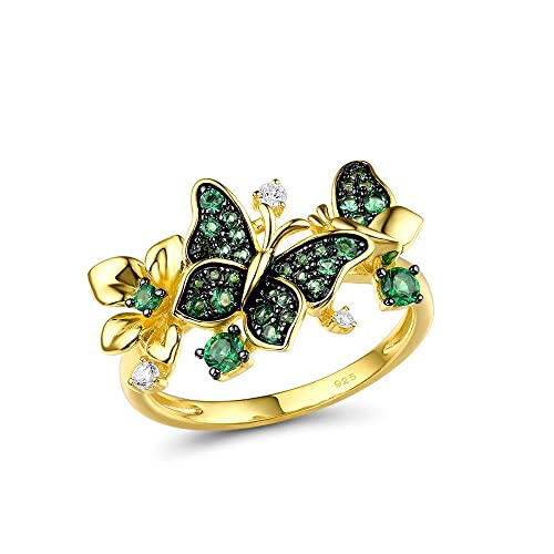 SNHHNSW Ring For Women Butterfly Color Shiny Green Spinel Elegant Party Fine von SNHHNSW