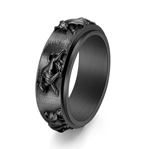 SNHHNSW Rotierender Kopfring für Männer BOLD OX Zodiac Geburtsjahr einstellbares Statement Band von SNHHNSW