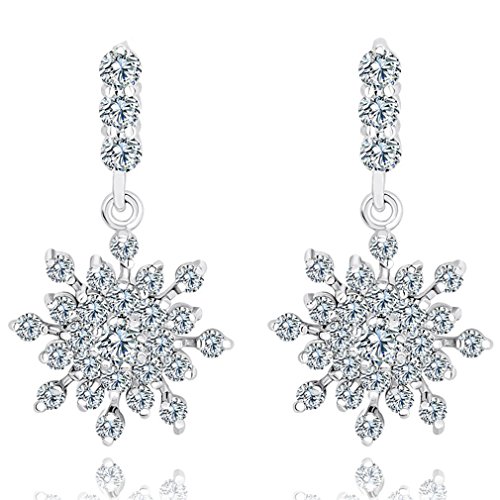 SNHHNSW Schillernden klare geschnittene makellose kubische Zirkonia -Schneeflocken -Klauenohrringe von SNHHNSW