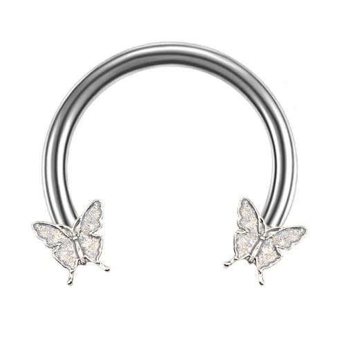 SNHHNSW Septum Ring Horseshoe Nase Hoop Ohrring für Frauen Männer Knorpel Ohrring -Hoop Schmetterling Gefangene Perlenringe Tragus Daith Rook Helix Piercing Body Schmuck Schmuck von SNHHNSW