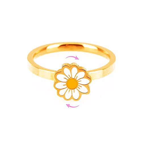SNHHNSW Tiny Daisy Flower Fidget Spinner Ringe für Frauen Angst drehen frei von Stressabbau offener Stapelfinger -Ring Eternity Versprechen Statement Mode Süße Beruhigungsgeschenke Geburtstag BFF von SNHHNSW