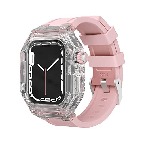 SNHHNSW Transparent Watch Case Band Mod -Kit ， für 45 mm 44 mm 41 mm 40mm Gummi -Upgrade Sportband ， für die IWatch -Serie 8 7 6 5 4 se Silicon Watch Armband Ersetzen von SNHHNSW