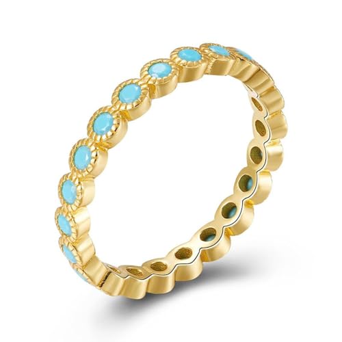 SNHHNSW Türkisstapelbarer Ring für Frauen Mädchen dünne blaue Stein Stapel Statement Knöchel Band Ringe Westturquoise Komfort Fit Einfache Boho Hochzeit Versprechen Weihnachten Geburtstag Geschenk von SNHHNSW