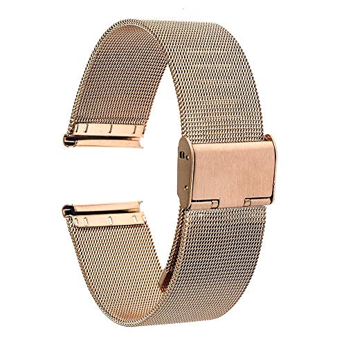 SNHHNSW Uhrengurt Universal Watchband 16mm 18 mm 20 mm 20mm 22 mm 24mm Mesh Edelstahlband -Link -Bracelet Schwarzes Roségold Silber von SNHHNSW