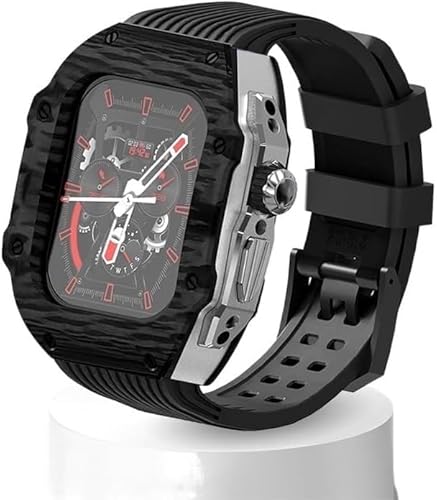 SNHHNSW Ultra 49 mm Fluor Gummi -Uhrengurt Carbonfaser -Uhren -Carbon -Modifikation Kit ， für 8 7 6 5 4 Se 45mm 44mm Serie Austauschabdeckungsgurt von SNHHNSW