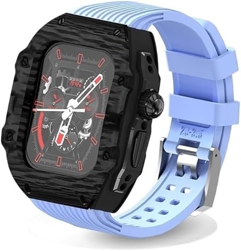 SNHHNSW Ultra 49 mm Fluor Gummi -Uhrengurt Carbonfaser -Uhren -Carbon -Modifikation Kit ， für 8 7 6 5 4 Se 45mm 44mm Serie Austauschabdeckungsgurt von SNHHNSW