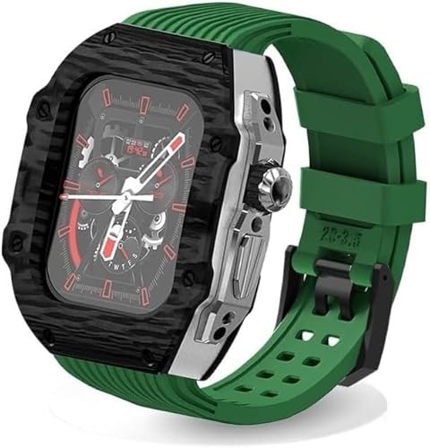 SNHHNSW Ultra 49 mm Fluor Gummi -Uhrengurt Carbonfaser -Uhren -Carbon -Modifikation Kit ， für 8 7 6 5 4 Se 45mm 44mm Serie Austauschabdeckungsgurt von SNHHNSW