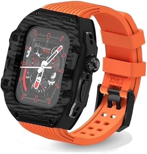 SNHHNSW Ultra 49 mm Fluor Gummi -Uhrengurt Carbonfaser -Uhren -Carbon -Modifikation Kit ， für 8 7 6 5 4 Se 45mm 44mm Serie Austauschabdeckungsgurt von SNHHNSW