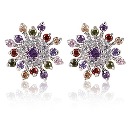 Schillernde farbenfrohe runde geschnittene makellose kubische Zirkonia -Schneeflockenohrringe von SNHHNSW