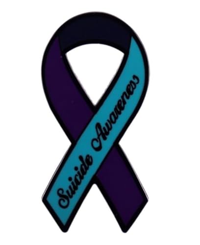 Selbstmordbewusstseinsband Email Stifte, lila und blaugrüne Bandkragenstifte, Selbstmordprävention Bewusstsein Email Brosche Schmuck Geschenk von SNHHNSW