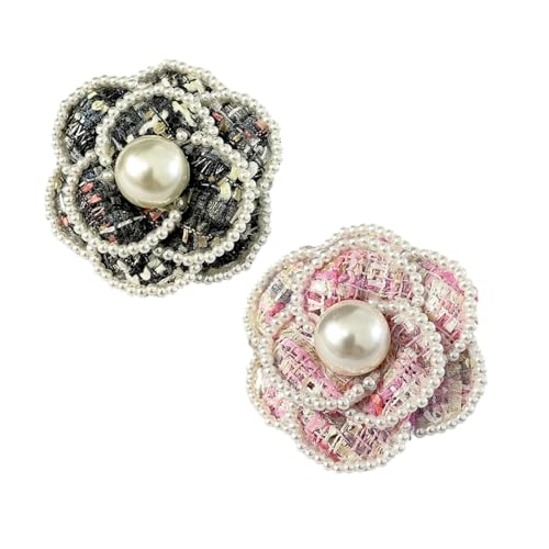 Set von 2/4pcs 60mm Perle Camellia Brosche Frauen rosa Blume Lappel Pin Brosche Hochzeit Perlen Broschen für Frauen Weihnachten von SNHHNSW