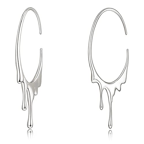 Sich verjüngter Drop Dangle Open Small Hoop Ohrringe für Frauen hypoallergenen Wasserdrop C -Form Huggie Hoops Leichter Ohrring einzigartiger verkehrter Halloween -Weihnachtsschmuck von SNHHNSW