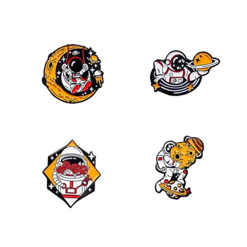 Spaceman Emaille Pins Set Astronaut Holding Rose Flowers Planet Revers Pins für Frauen Männer Cartoon Planet Brosche Pin für Jackets Rucksack Accessoire Dekor von SNHHNSW