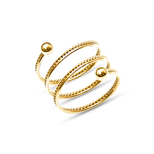 Spring Wirbel Spiral Spiralflexibler Ring Edelstahl Perlenkugel Fashion Einfacher Twist -Layered Stapel Ringe Personalisiertem Mittelstempel Fingerband Komfortgeschenk für Frauen Männer BFF Size 8 8 von SNHHNSW