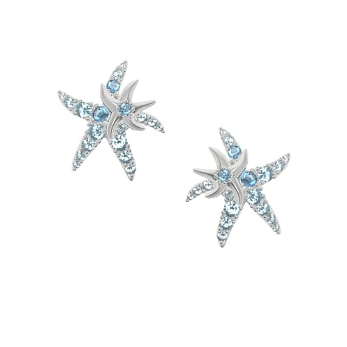 Stilvolle lebhafte blaue Seesternohrringe - Ozeanthema Stylish Marine Life Zirkonia Star Luxusohrringe von SNHHNSW