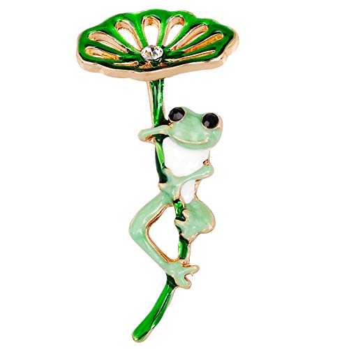 Strass Lotus Blatt Frosch Brosche Stifte Frauen stürzen Corsage weiblicher Schmuck von SNHHNSW