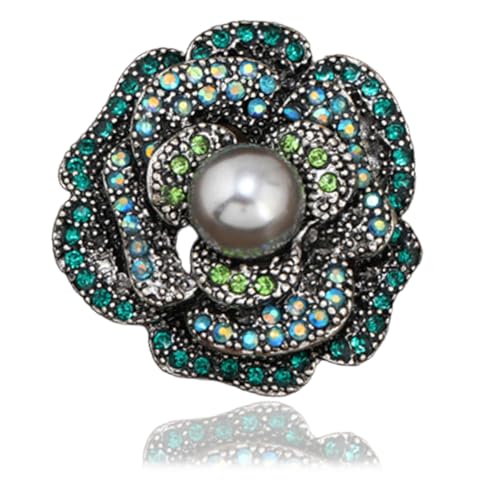 Strass -Perle Peony Blumenbroschen Pin für Frauen übertrieben Ab -Kristall -Broschen Revers Stecknadel Blumenkleid Accessoires Dekor Zauberer Schmuck von SNHHNSW
