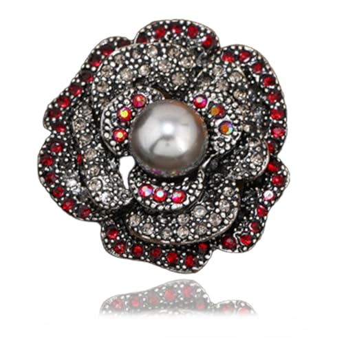 Strass -Perle Peony Blumenbroschen Pin für Frauen übertrieben Ab -Kristall -Broschen Revers Stecknadel Blumenkleid Accessoires Dekor Zauberer Schmuck von SNHHNSW
