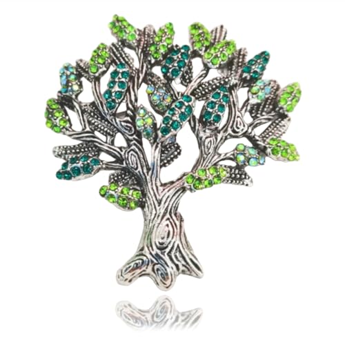 Strasshaut Lucky Tree Brosche Pin für Frauen Unisex übertrieben rotgrüne Geburtshelme Broschen Revers Stecknadel Dressaccessoires Schmuck für Hochzeit von SNHHNSW