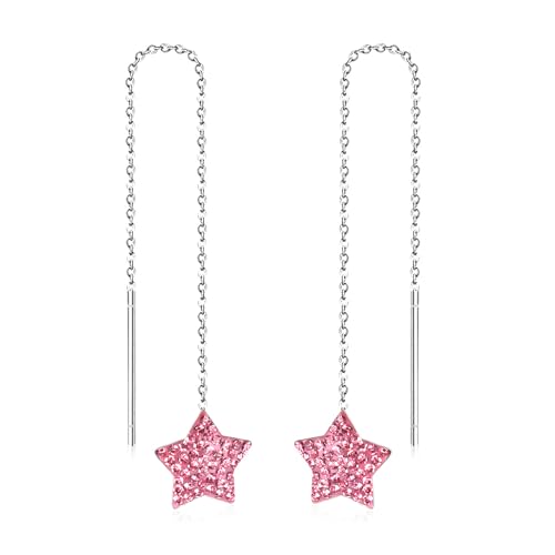 Strasssternstar Threader Quaste Kette Dangle Ohrringe für Frauen Knorpel hypoallergen Langer Kristallstars Drop baumeln von SNHHNSW