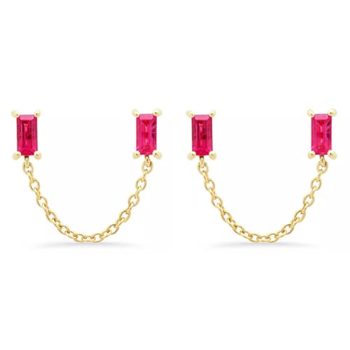 Stud mit Ketten -Doppel -Piercing -Ohrringen für Frauen Knorpel zwei Löcher Manschette Wrap Mode Kubikzirkonia Hochzeit minimalistischer Kletterer Crawler Threader Dangle Drop Hypoallergene Geschenke von SNHHNSW
