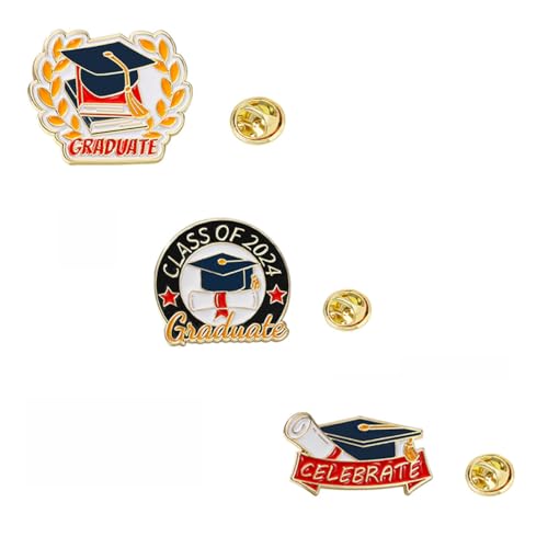 Süße Abschlusskappe Brosche Pin für Frauen Unisex Emaille Small Leaf Star Broschen Spurpins Alphabet Buchanzug Halsband Kleidungszubehör Feiern Sie Dekoration Schmuck Geschenk für Student von SNHHNSW