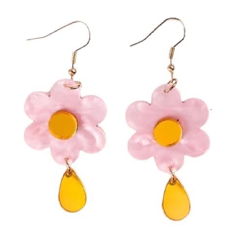 Süße Frühlingsblume Doppelfarbe Wasserdrop Dangle Drop Blume Acrylohrringe Schmuck für Frauen von SNHHNSW