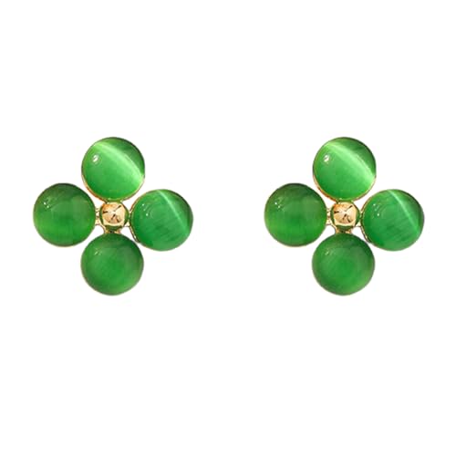 Süße Klee Blattohrohrringe für Frauen Katze Eye's Shamrock Blumenschsten Opal Lucky Runde 4 Blatt Blütenblätter florrisch zierlich Schmuck für Mutter Schwester von SNHHNSW