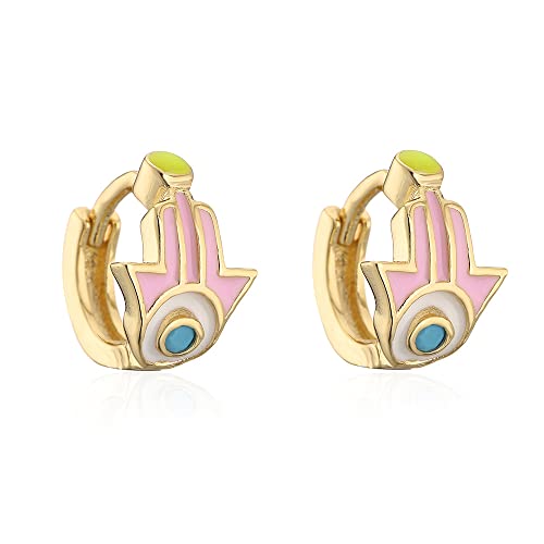 Tiny Evil Eye Small Hoop Ohrringschutz Hamsa Hand aus Fatima Mini kleiner Manschettenknorpelohrringe für Frauen hypoallergen piercing huggie schläfrige ähs 8mm 8mm von SNHHNSW