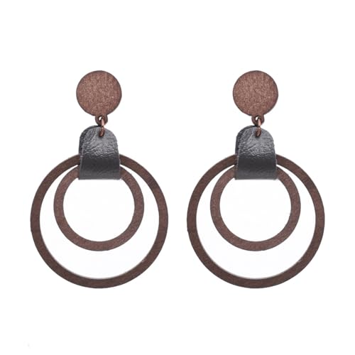 Vintage Holzohrringe hohles Herz Leder Dangle Ohrringe rund hölzerne geometrische leichte Ohrring -Schmuckgeschenke von SNHHNSW
