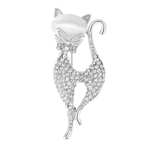 Vintage -Strass -Bogenknoten Katze Brosche Pin für Frauen Mädchen Mode süße Bogenkristalle Tier Kätzchen Brosche Anlagenstifte Kleider Accessoires Urlaubs Geburtstagsfeier zierter Schmuck Unisex von SNHHNSW