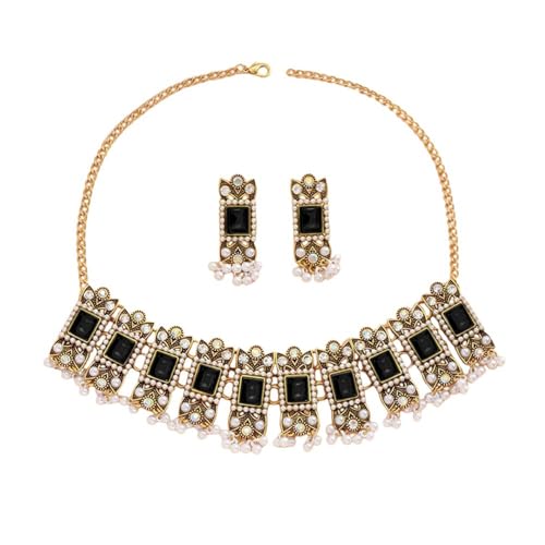 Vintage -Strass -Juwelen -Set für Women Boho Punk Choker Halskette Tassels Perle Perle Dangle Ohrring Kristall Hochzeit Prom Edelstein traditionelle Bollywood Ethnische Reizgeschenk für Mutter Vintage -Strass -Juwelen -Set für Women Boho Punk Choker Halskette Tassels Perle Perle Dangle Ohrring Kristall Hochzeit Prom Edelstein traditionelle Bollywood Ethnische Reizgeschenk für Mutter von SNHHNSW