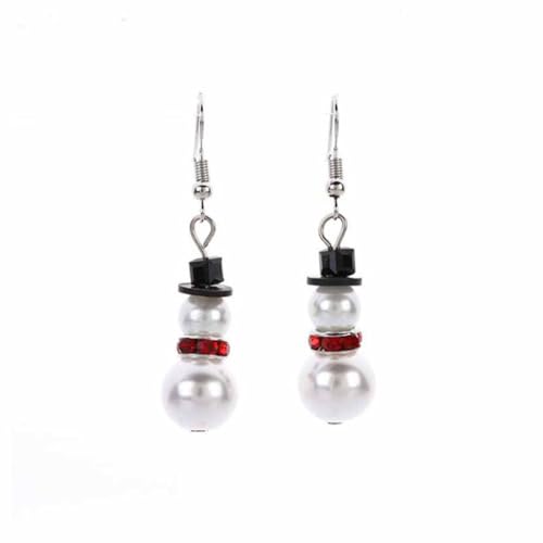 Weihnachten Ohrring Weihnachten Snowman-Form Anhänger Drop Dangle Ohrringe Nachahmung Perle Strass Strass Frauen Persönlichkeit Schmuck von SNHHNSW