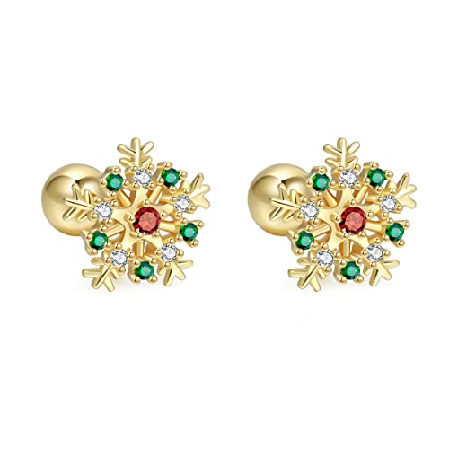Weihnachten Schneeflocken kleine Hengst Ohrringe für Frauen winzig 20 g Knorpelschraube zurück Tragus Helix Langhantel Piercing Body Zirne Kubik Zirkonia Schmuck Geschenke Daughther BFF Birthday von SNHHNSW