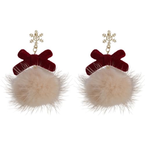 Weihnachten Spocking Ball Bow Metal Snowflake Design Dangle Ohrringe Elegant einfachen Stil Herbst Winter Zarter Schmuck von SNHHNSW
