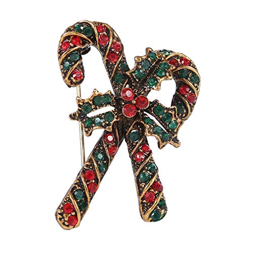 Weihnachtsbonbon -Cane -Damenbrosche Stecknadel Strassbedeckte Schals Shawl Clip Xmas von SNHHNSW