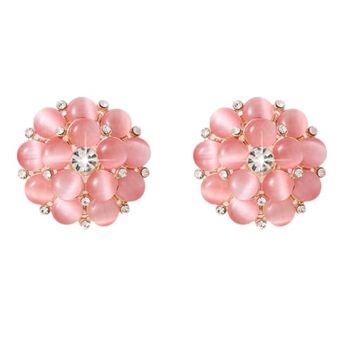 Zöderne runde Blumenohrringe für Frauen Katze Eyes Blumenstollen Ohrring Opal Clip-on-Omega-Rückenschmuck für Mutter von SNHHNSW