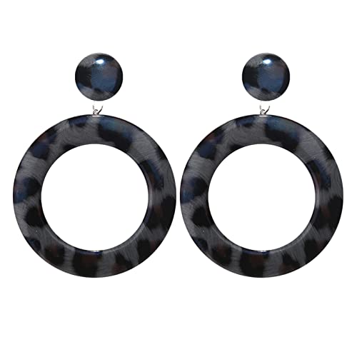 Zweiter Loch PU -Leder -Trend übertrieben große runde runde Leopardendruck rote Quastenohrringe für Frauen von SNHHNSW